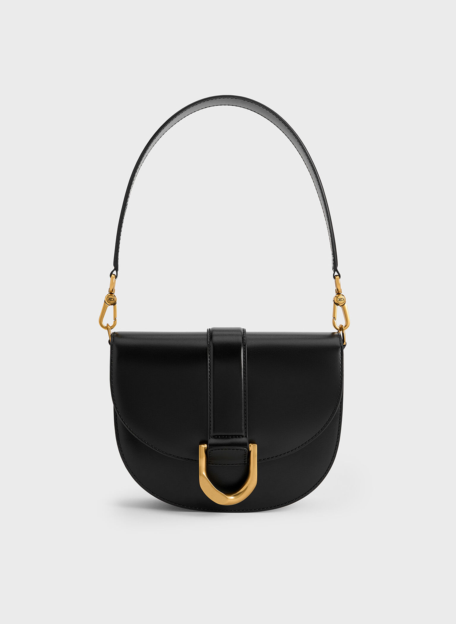 Gabine Leather Saddle Bag - Black | Charles & Keith CA