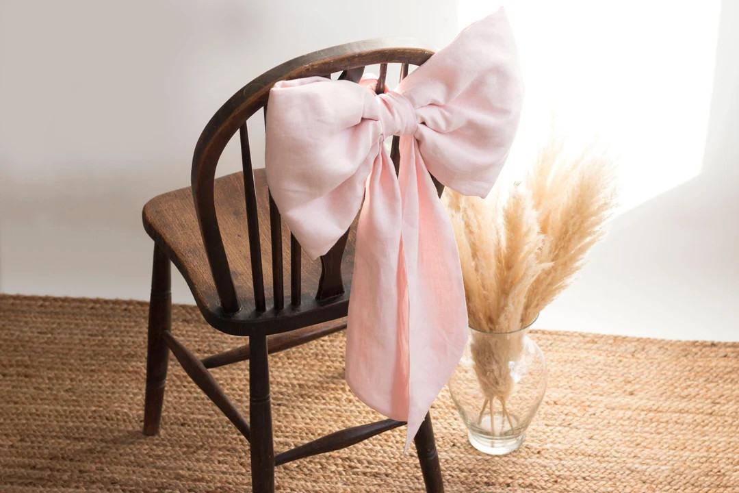 Pink Extra Large Luxuries Linen Bow. Wall and Door Decor. - Etsy | Etsy (US)