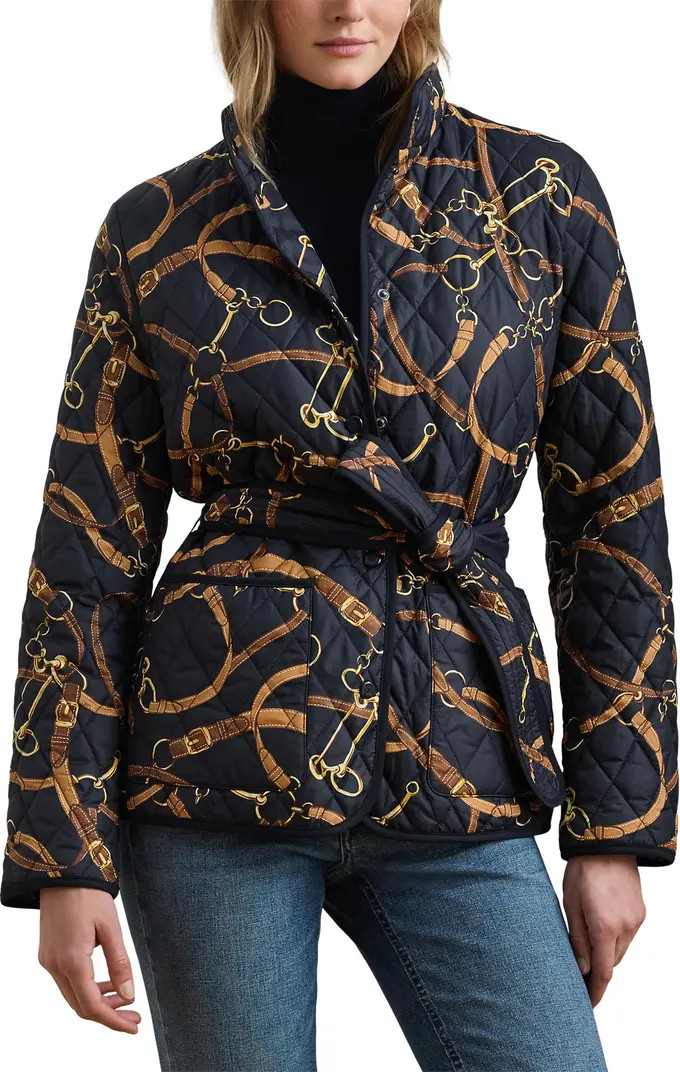 Print Belted Quilted Jacket | Nordstrom