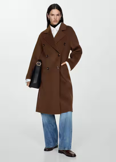 MANGO - Handmade oversized wool coat chocolate - XXS - Women | MANGO (US)