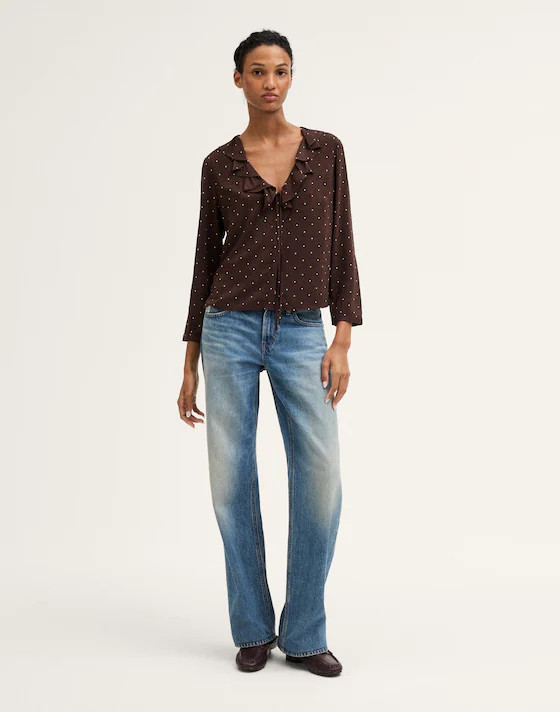 Ruffled V-Neck Long-Sleeve Top | Madewell