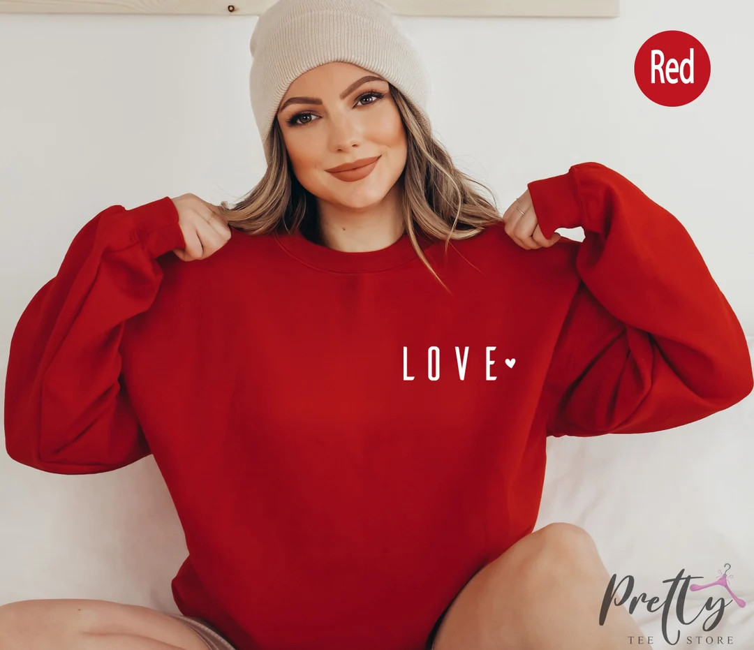 Love Pocket Sweatshirt, Minimalist Valentine Day Shirt, Happy Valentine's Day Gifts, Cute Lover H... | Etsy (US)