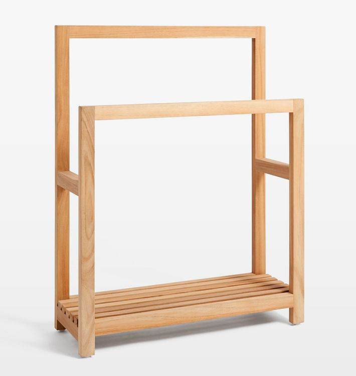 Adela Teak Standing Towel Rack | Rejuvenation