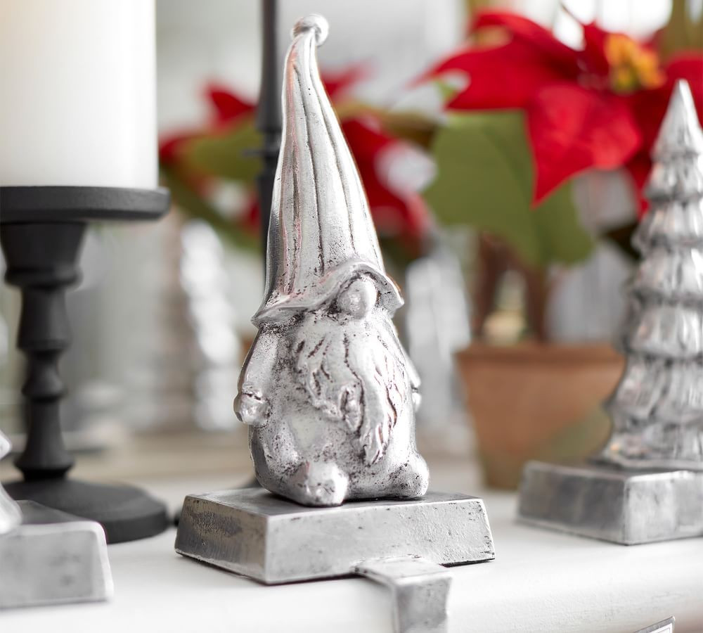 Antique Silver Nostalgic Figurine Stocking Holder Sets | Pottery Barn (US)