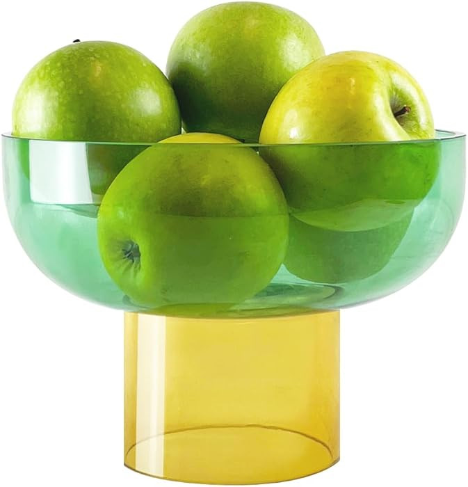 Cloudnola Reversible Decorative Glass Bowl, Green and Yellow, 7" dia x 5", For Entertaining, Frui... | Amazon (US)