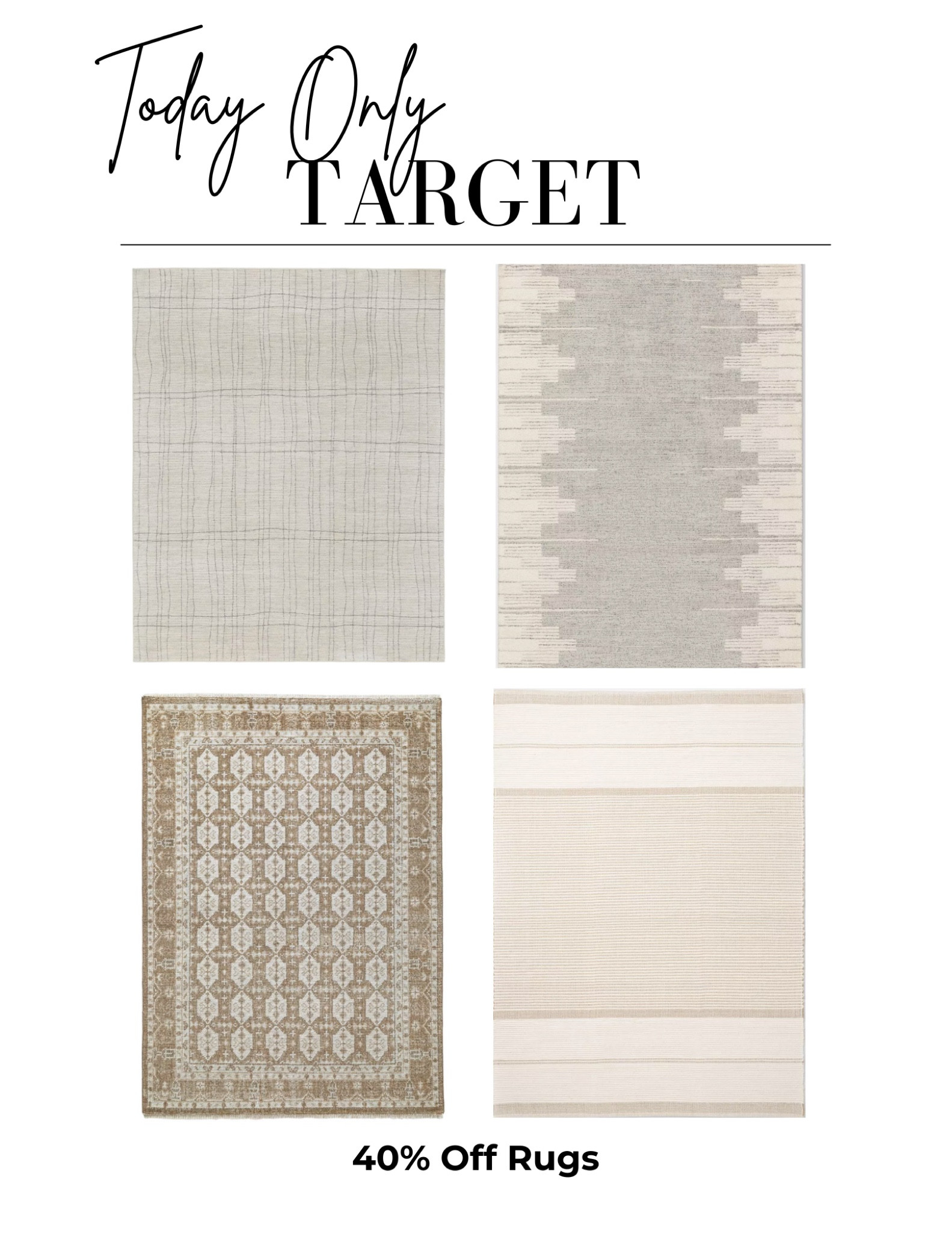 Get these 40% deals before they’re gone!!!
#target
#rugs
#targetcircleweek
#targethome

#LTKxTarget #LTKsalealert #LTKhome