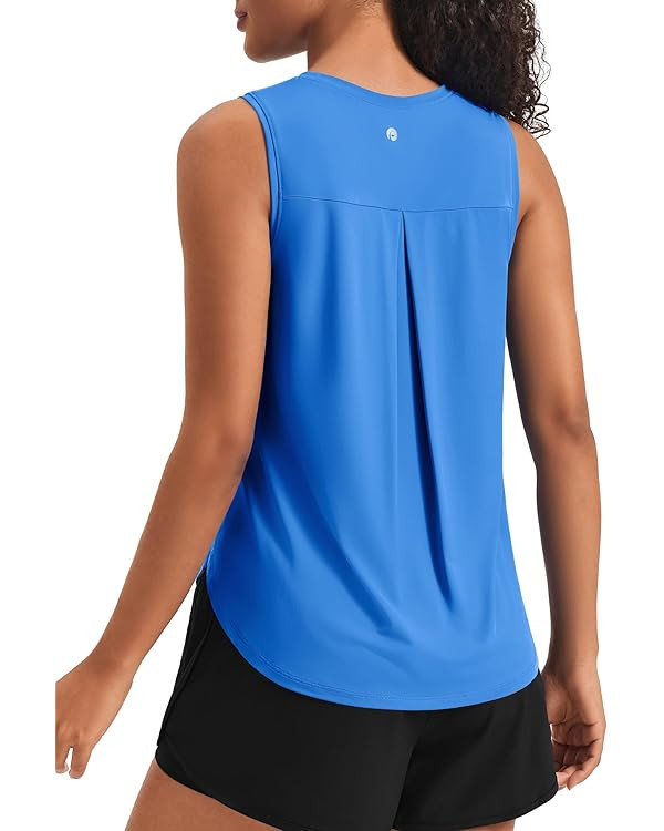 PINSPARK Women's Workout Tank Tops Back Pleat Loose Fit Sleeveless Yoga Athletic Shirts Soft UPF ... | Amazon (US)