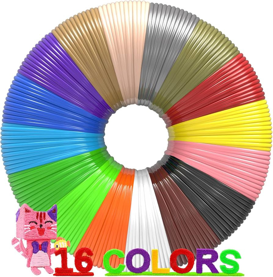 3D Pen Filament 160 Feet, 16 Colors, Each Color 10 Feet, 250 Stencils eBooks - 3D Printer Pen Ref... | Amazon (US)