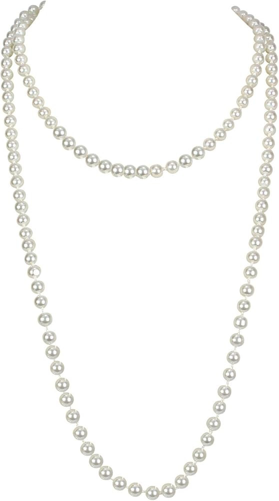 Fashion Faux Pearls Pendants 1920s Beads Cluster Long Pearl Necklace for Costume Party Jewelry 55... | Amazon (US)