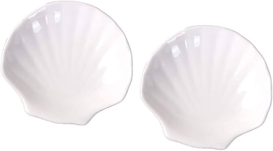 Cabilock 2pcs White Porcelain Shell Dish Multipurpose Ceramic Appetizer Plates Dinner Dessert Sal... | Amazon (US)