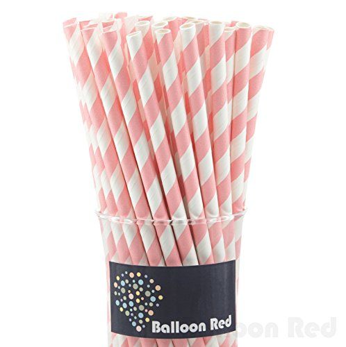 Biodegradable Paper Straws (Premium Quality), Pack of 144, Pink Striped | Amazon (US)