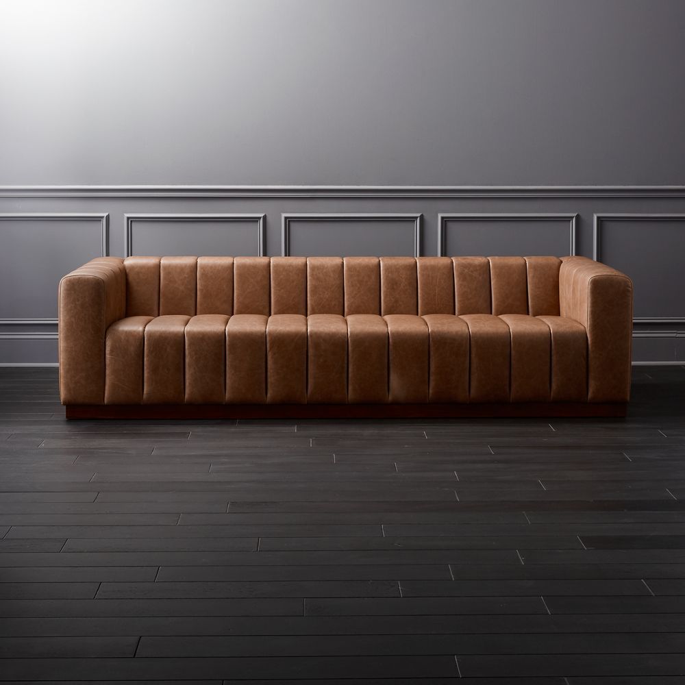 Forte Channeled Saddle Leather Sofa | CB2