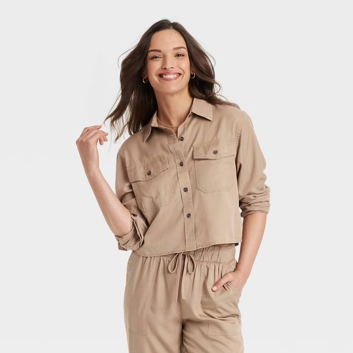 Women's Utility Long Sleeve Collared Button-Down Shirt - Universal Thread™ | Target