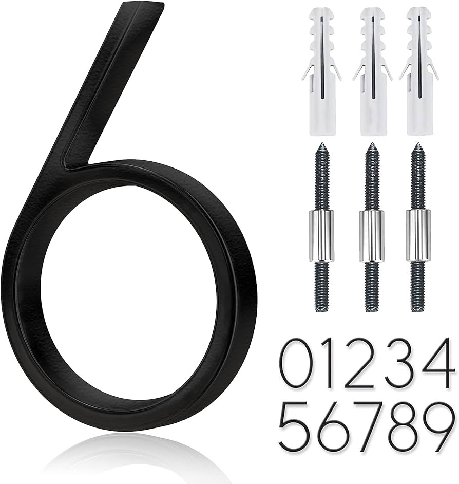 5" Stainless Steel Floating House Number, Metal Modern House Numbers, Mailbox Decor Number with N... | Amazon (US)