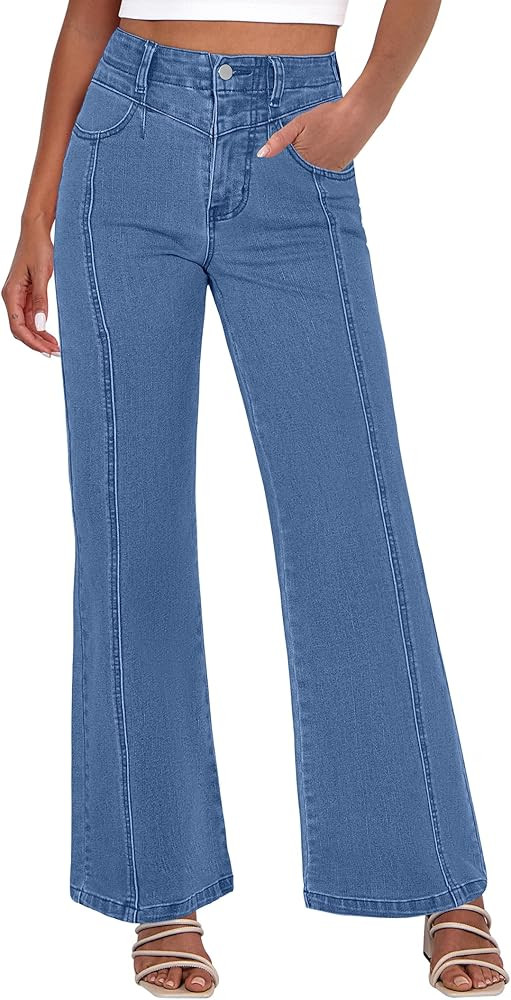 ANRABESS Wide Leg Jeans for Women Trendy 2026 High Waisted Stretchy Baggy Fall Fashion Denim Pant... | Amazon (US)