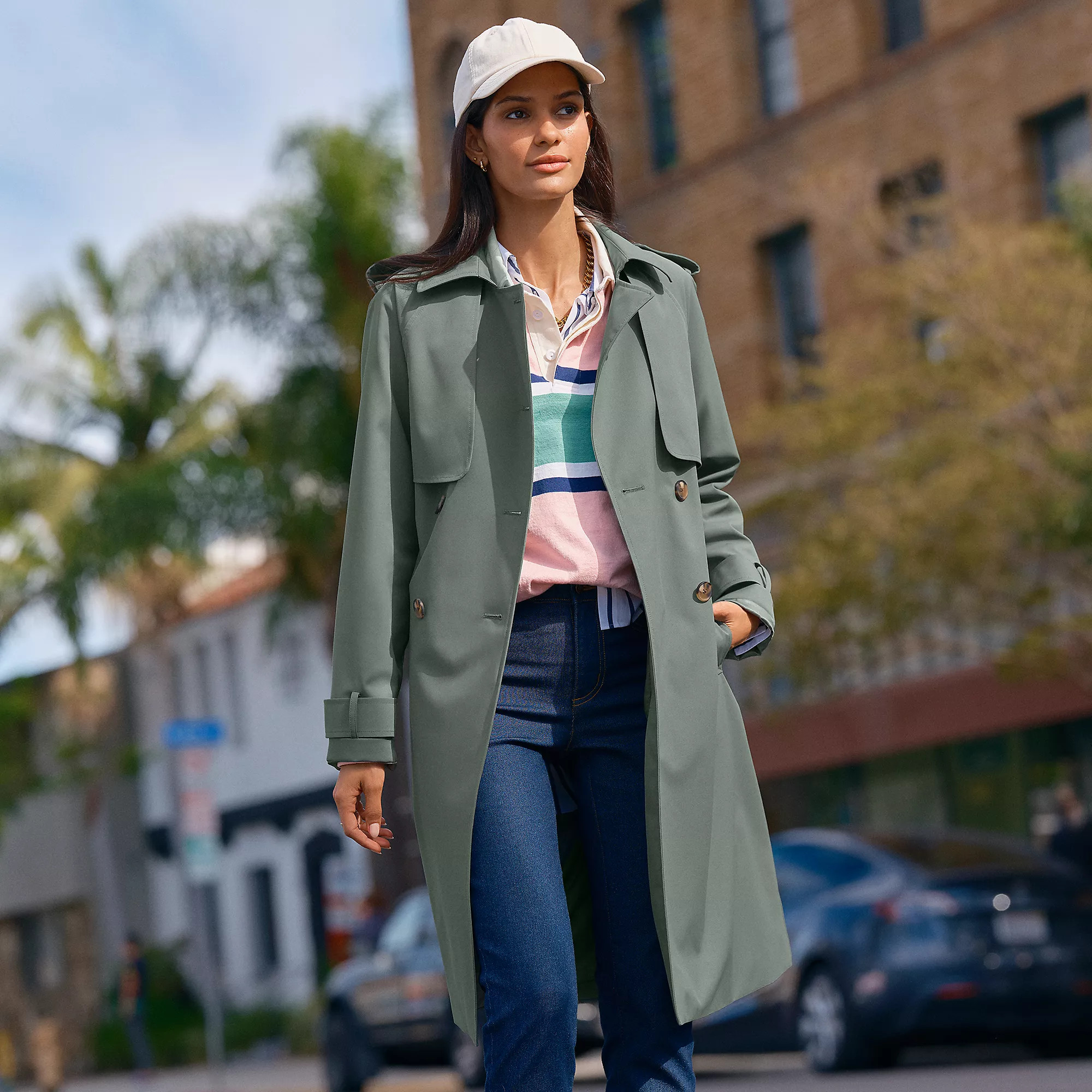 Women's Squall Waterproof Modern Trench Raincoat | Lands' End (US)