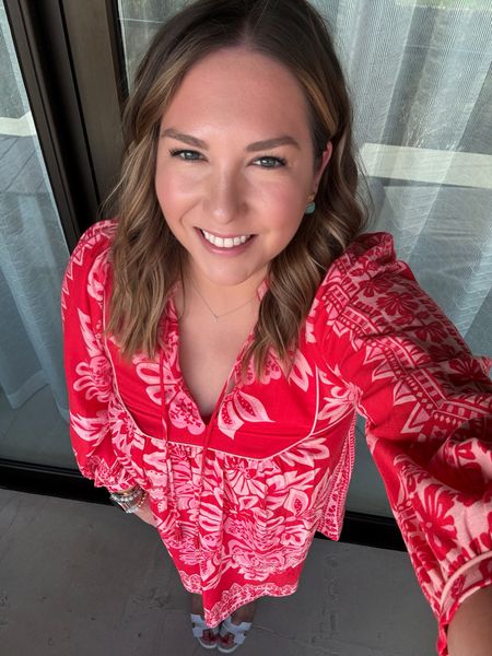 I’m so glad I packed some
Longer sleeved dresses for Cabo it’s been so breezy and cooler at night here. The sleeves on this dress were great for evening. I love the pink and red together. I paired it with my favorite earrings they just scream warm weather and go with so much  

#LTKshoecrush #LTKtravel #LTKstyletip