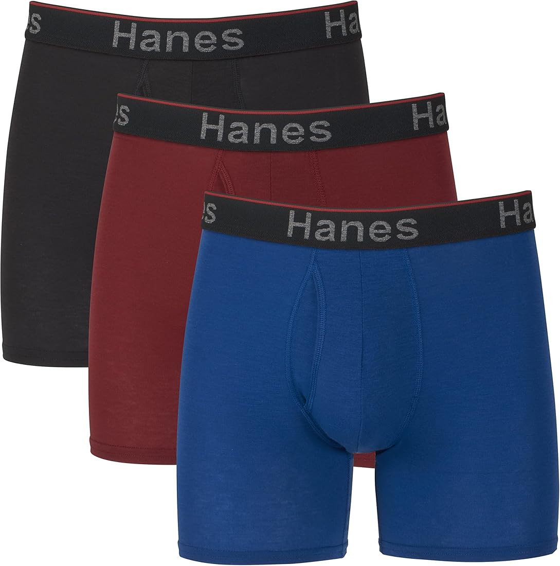 Hanes Total Support Pouch Men's Boxer Briefs Pack, Anti-Chafing, Moisture-Wicking Underwear, Odor... | Amazon (US)