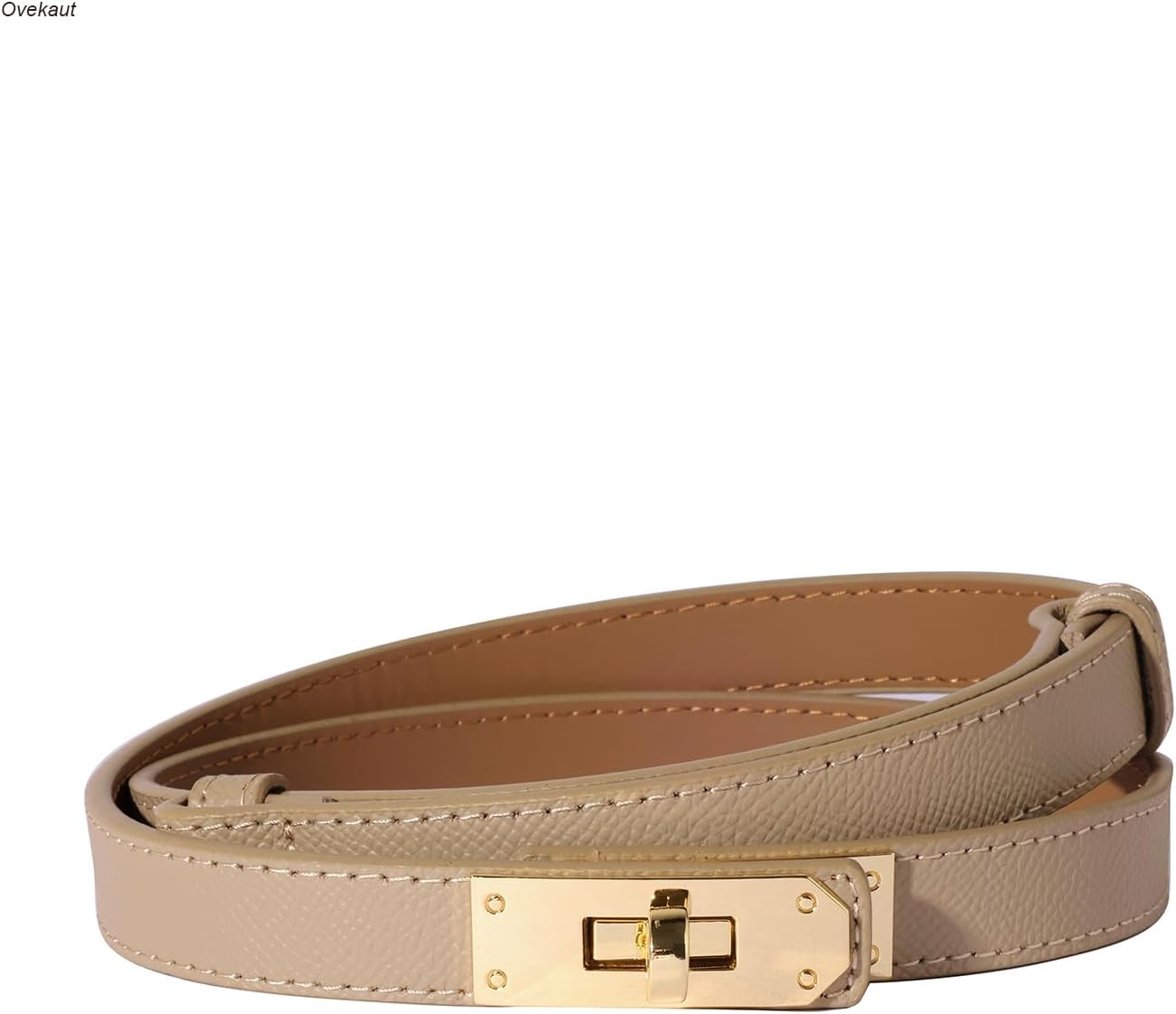 Ovekaut Women Skinny Leather Belt Solid Color Alloy Turn Lock Adjustable Waistband for Dresses Jeans Coats | Amazon (US)