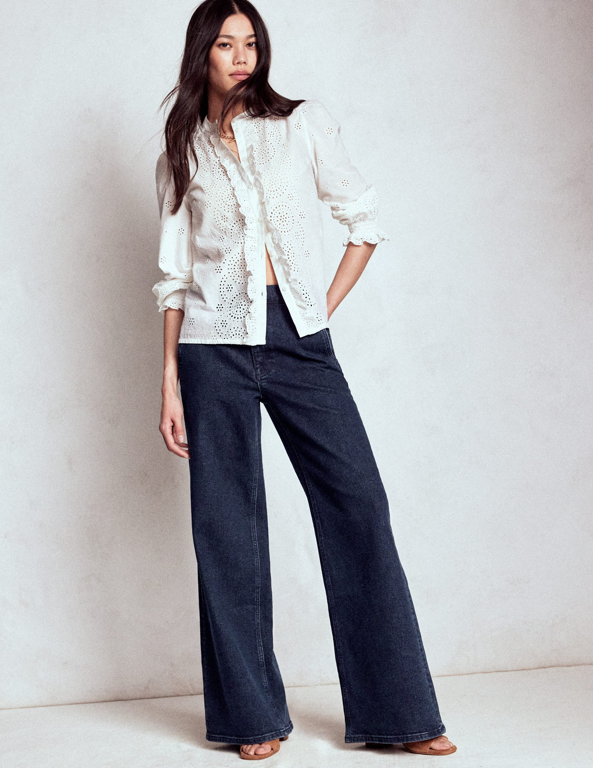 High Rise Clean Wide Jeans-Dark Vintage | Boden UK