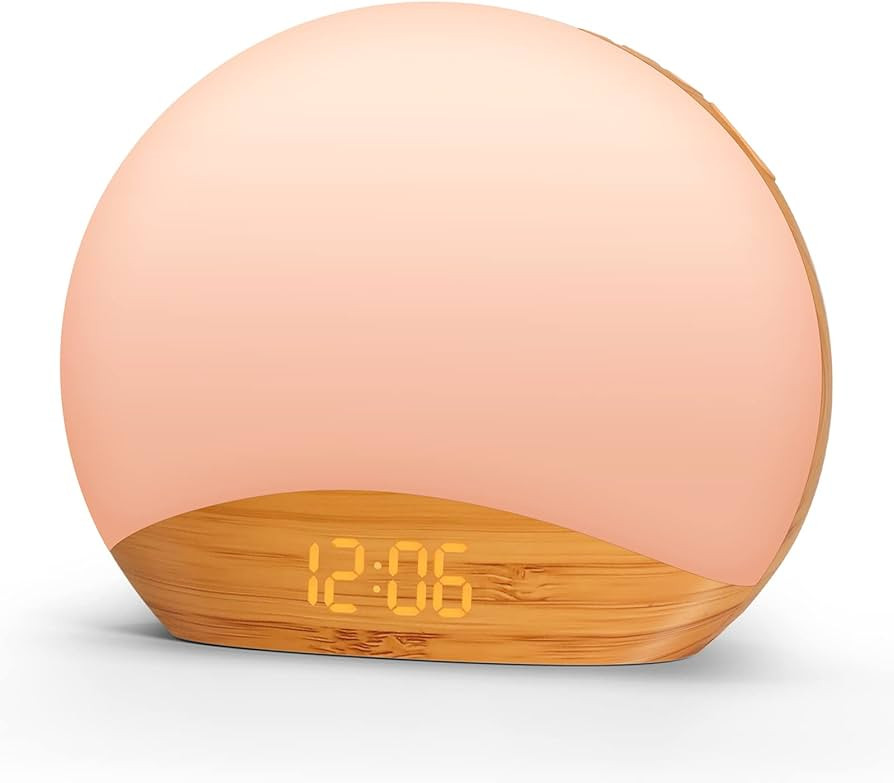 REACHER Wood Grain Sunrise Alarm Clock and Sound Machine Nightlight, Digital Dimmable Clock for B... | Amazon (US)