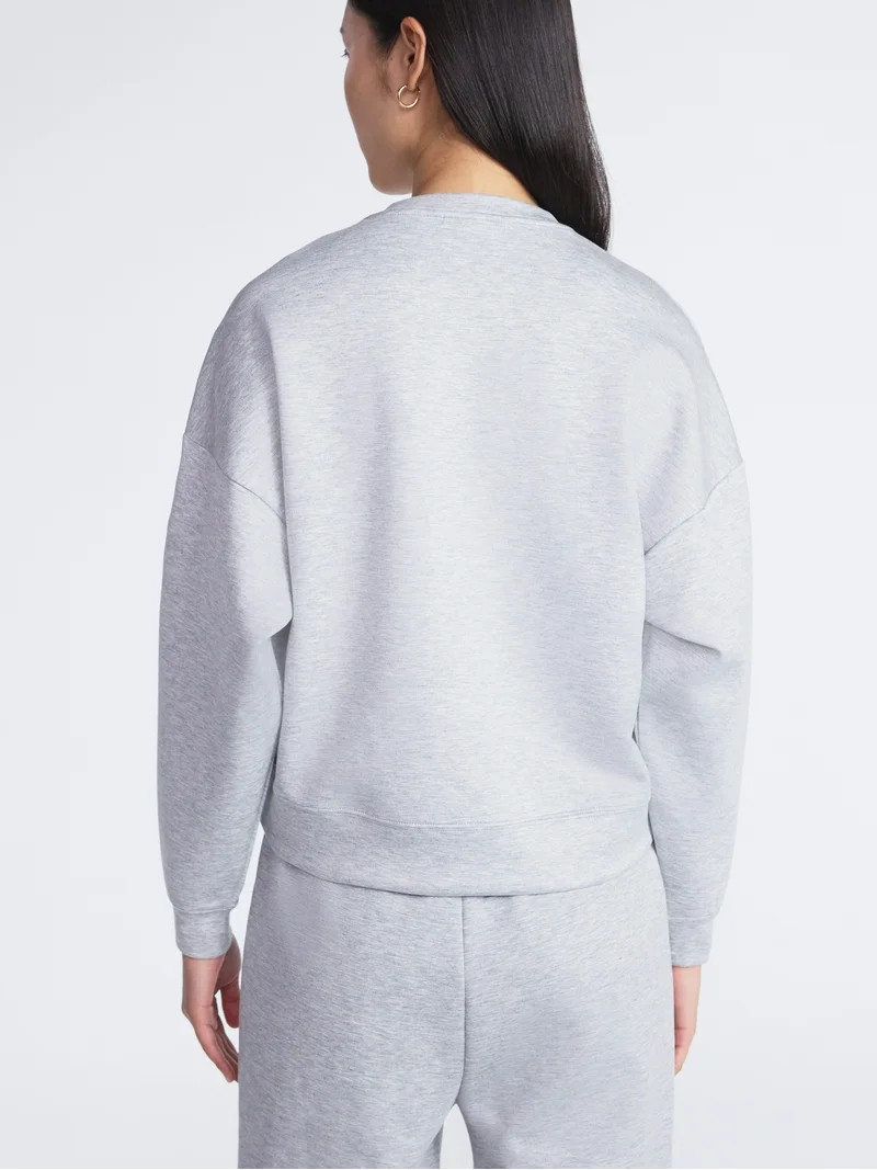 Scoop Women's and Women's Plus New Scubaknit Cropped Sweatshirt with Drop Sleeves, Sizes XS-4X - ... | Walmart (US)