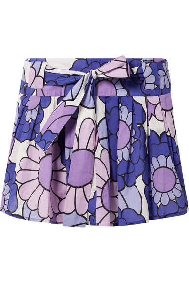 Dodo Bar Or - Pleated Floral-print Cotton-voile Mini Skirt - Purple | NET-A-PORTER (US)