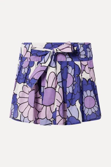 Dodo Bar Or - Pleated Floral-print Cotton-voile Mini Skirt - Purple | NET-A-PORTER (US)