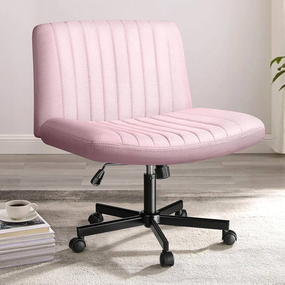 PUKAMI Criss Cross Chair with Wheels,Fabric Padded Armless Cross Legged Office Desk Chair for Hom... | Amazon (US)