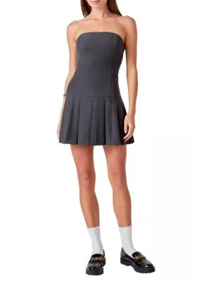 Endless Rose Women's Strapless Pleated Mini Dress, Grey, Medium | Belk