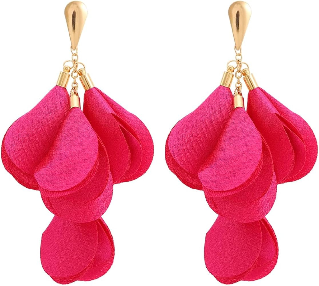 Handmade Fabric Flower Earrings Bohemian Beach Vacation Tassel Earrings for Women 2025 Fashion St... | Amazon (US)