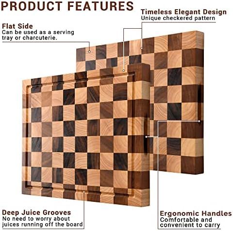 CASANIER Acacia Wood Cutting Board - 1.5” Thick Extra Large Butcher Block, Reversible Chopping Board | Amazon (US)