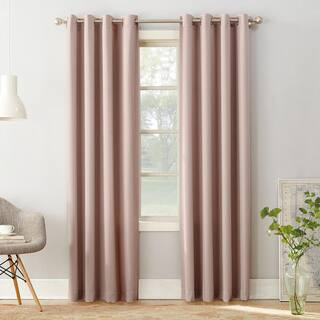 Gregory Blush Polyester 54 in. W x 84 in. L Grommet Room Darkening Curtain (Single Panel) | The Home Depot