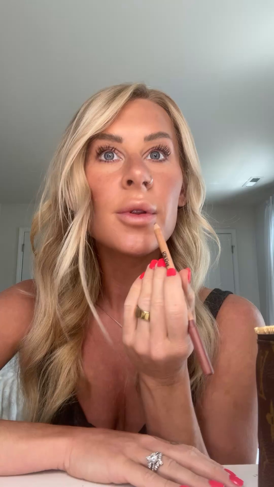 Lip liner is wherever walnut
Lipstick is pillow talk
Lip gloss is chocolate strawberry 

#LTKgrwm #LTKBeauty