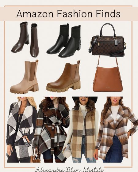 Amazon Fashion Finds! Plaid vest and wrap jackets, black boots and brown boots, brown and black handbags and purses!! Designer handbags! 

#LTKunder100 #LTKitbag #LTKshoecrush