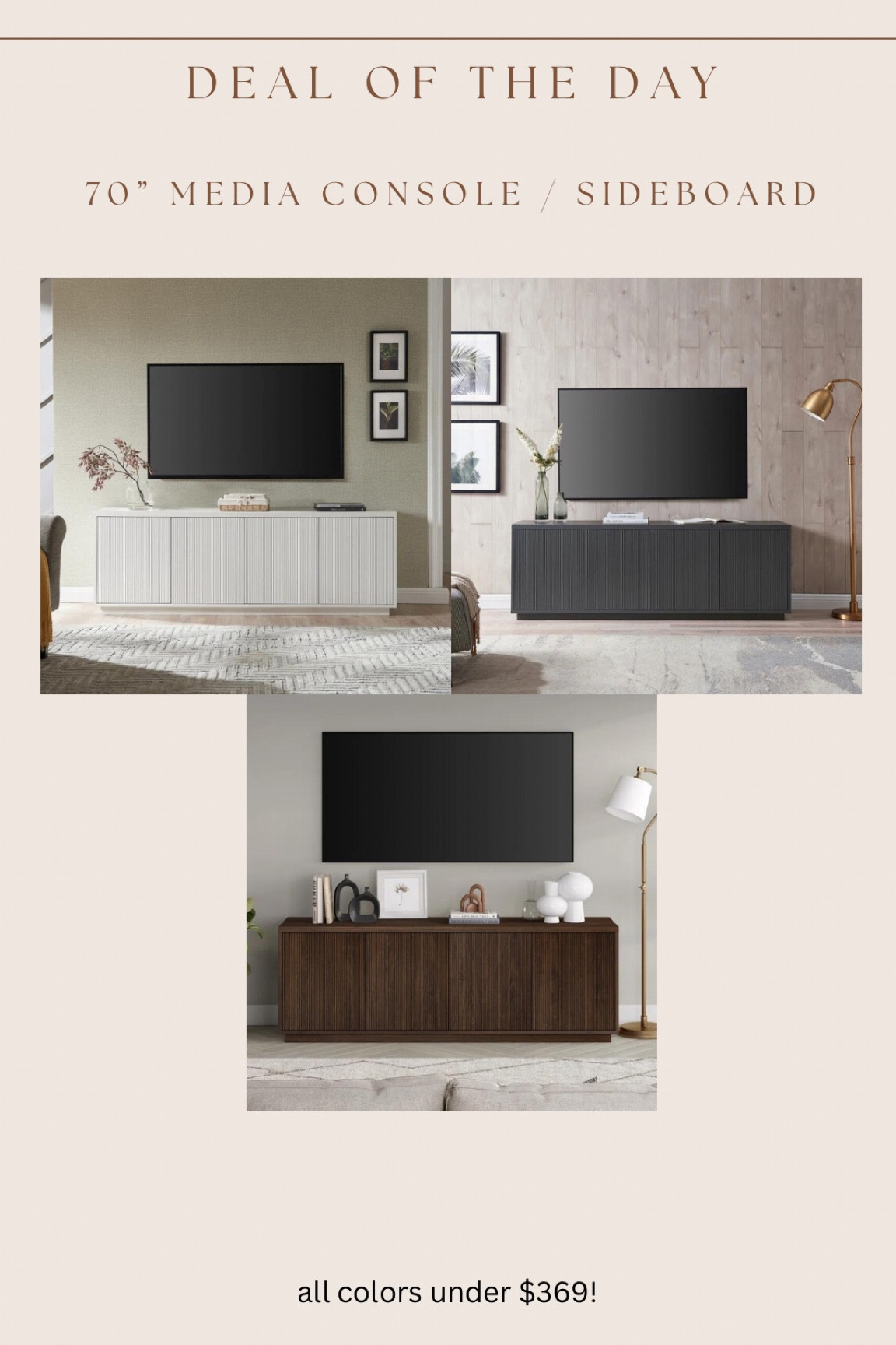 It’s so rare to find a media console / sideboard 70” under $500!! 😍🙌🏻This one is gorgeous & these colors are in stock right now (brown has limited quantities available)

#LTKhome #LTKsalealert