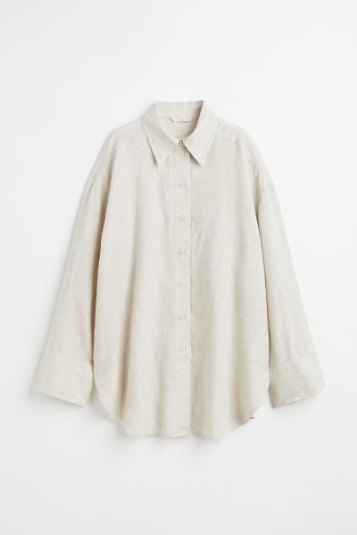 Premium SelectionRelaxed-fit shirt in an airy linen with a collar and buttons down the front. Dro... | H&M (UK, MY, IN, SG, PH, TW, HK)