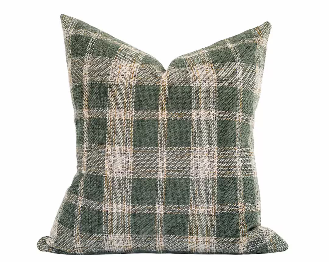 Green Plaid Pillow Cover, Fall Pillows, Modern Farmhouse Throw Pillows, Plaid Pillow, Baylor Pill... | Etsy (US)