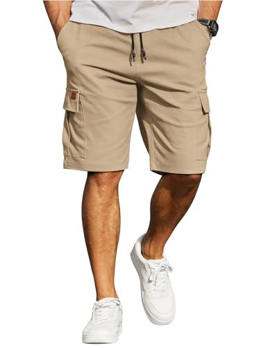 COOFANDY Men's Casual Cargo Shorts 10" Drawstring Elastic Waist Shorts Summer Cotton Chino Work S... | Amazon (US)