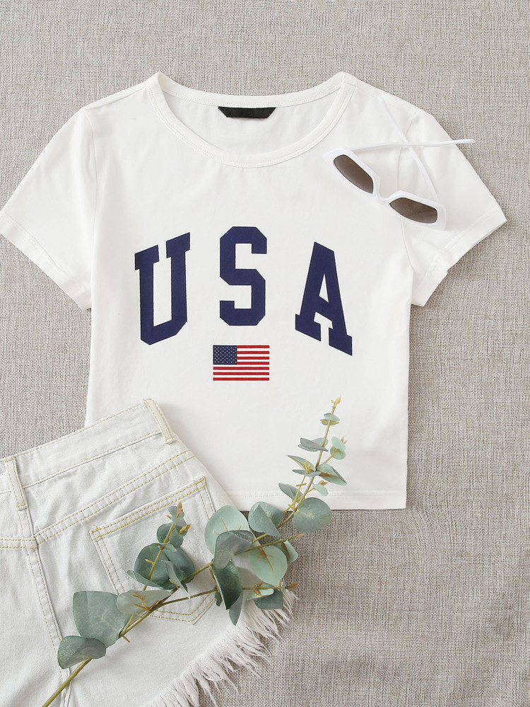USA Graphic Boxy Tee | SHEIN