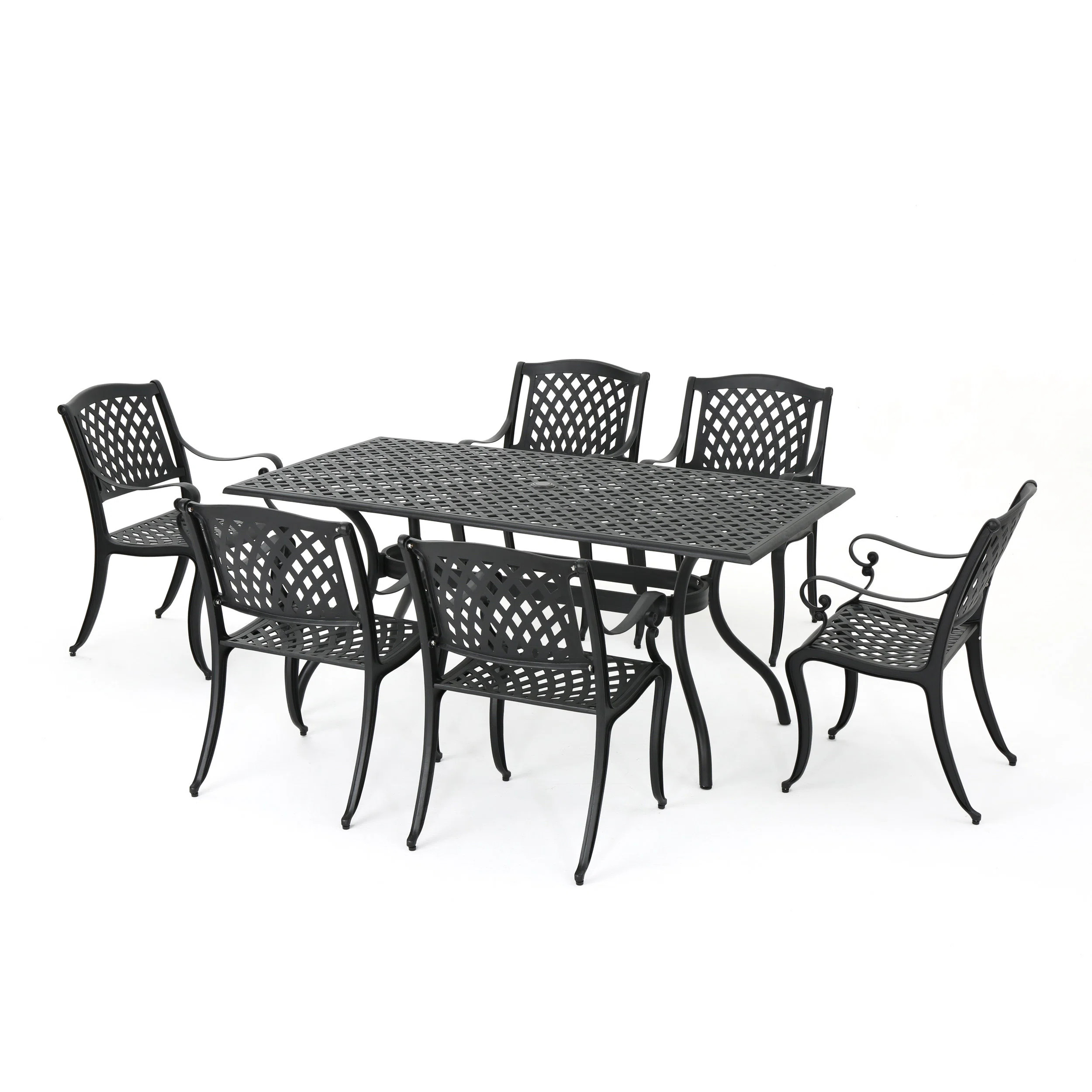 Calisa 6 - Person Metal Patio Dining Set with Rectangular Table | Wayfair North America