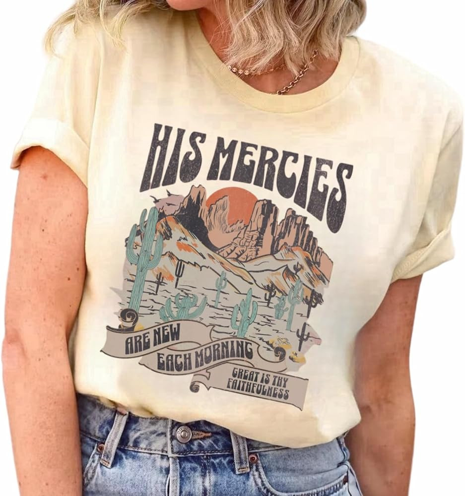 Christian Shirts for Women Vintage Bible Verse Boho Wildflowers Shirts Floral Graphic Tees | Amazon (US)