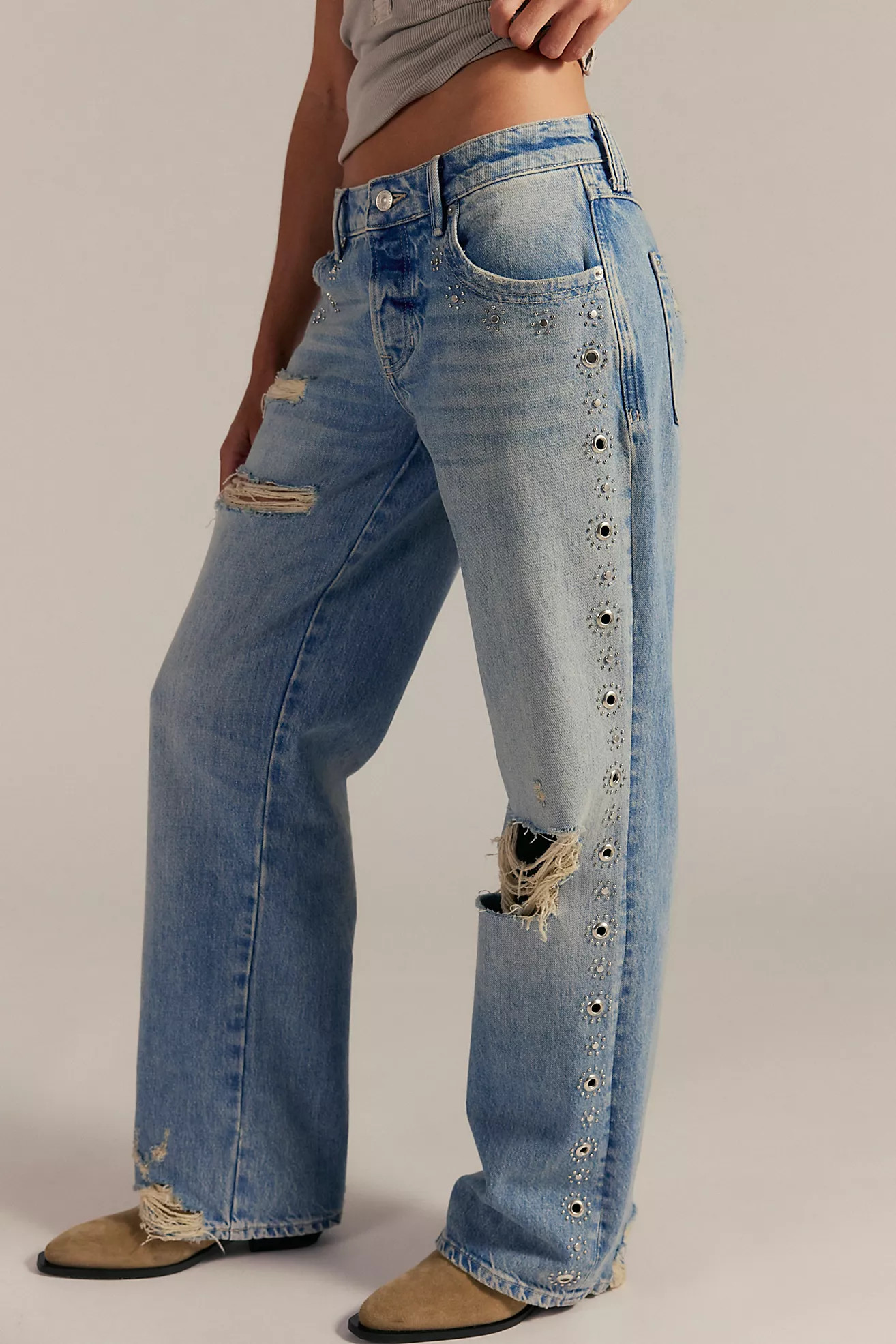 We The Free Tennessee Low-Rise Boyfriend Studded Jeans | Free People (Global - UK&FR Excluded)