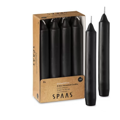 Spaas Black Candlesticks - 6-Inch Elegant Unscented Candles - Set of 8 | Target