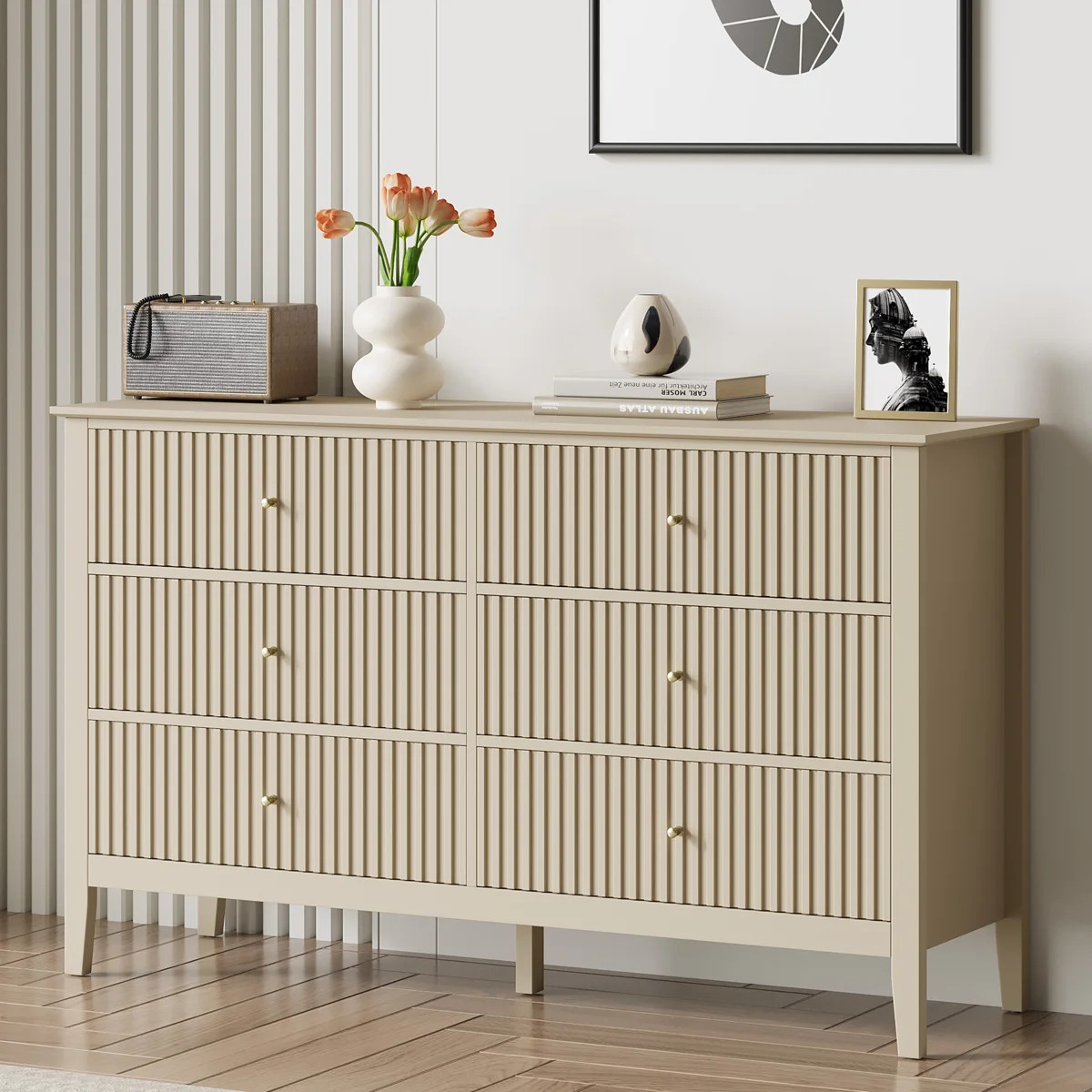 Cydny 6 Drawer 47" W Wood Double Dresser | Wayfair North America