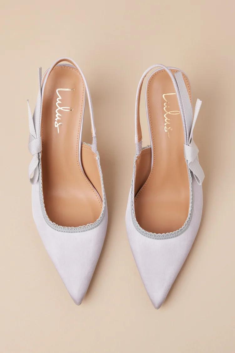 Ancolie Silver Satin Bow Pointed-Toe Slingback Pumps
            Lulus
        $56 $45Returns eli... | Lulus