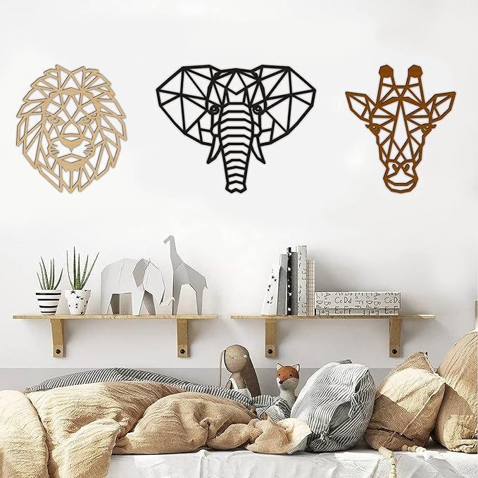 Animal Wall Art for Modern Living Room 3 Pieces Safari Decor for Bedroom Above Bed Jungle Theme W... | Amazon (US)