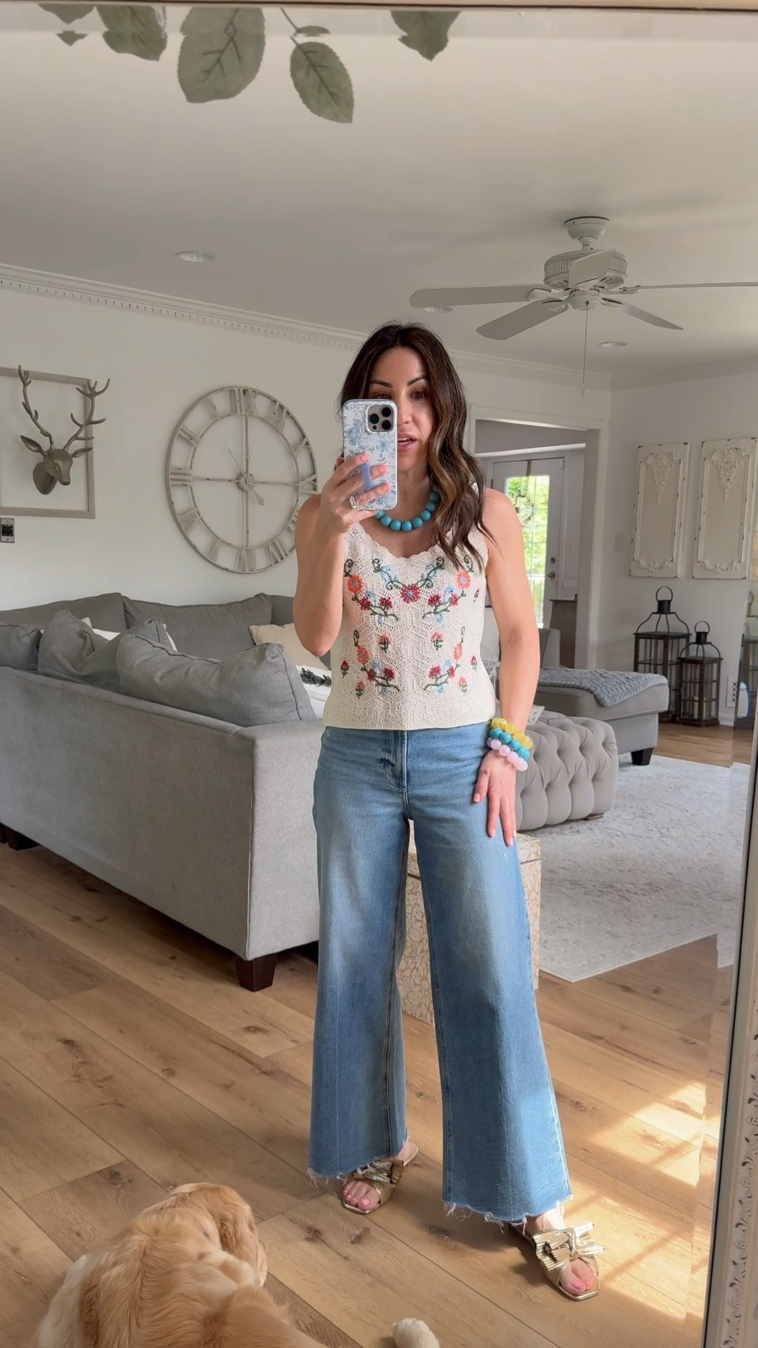 Wide leg jeans as sized up to a 26. Small crochet tank. Pistola jeans

#LTKSaleAlert #LTKOver40 #LTKPetite