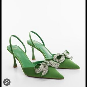 Mango Green Stiletto Heels with Bow | Poshmark