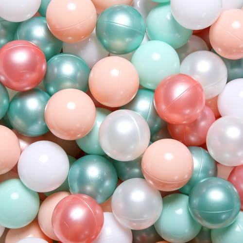 GOGOSO Ball Pit Balls for Toddlers Phthalate-Free BPA-Free Non-Toxic Crush Proof Soft Plastic Play Balls Baby Kids Shape Tent Pool Playhouse Playpen Party Decor,Pink Green White,100PCS | Amazon (US)